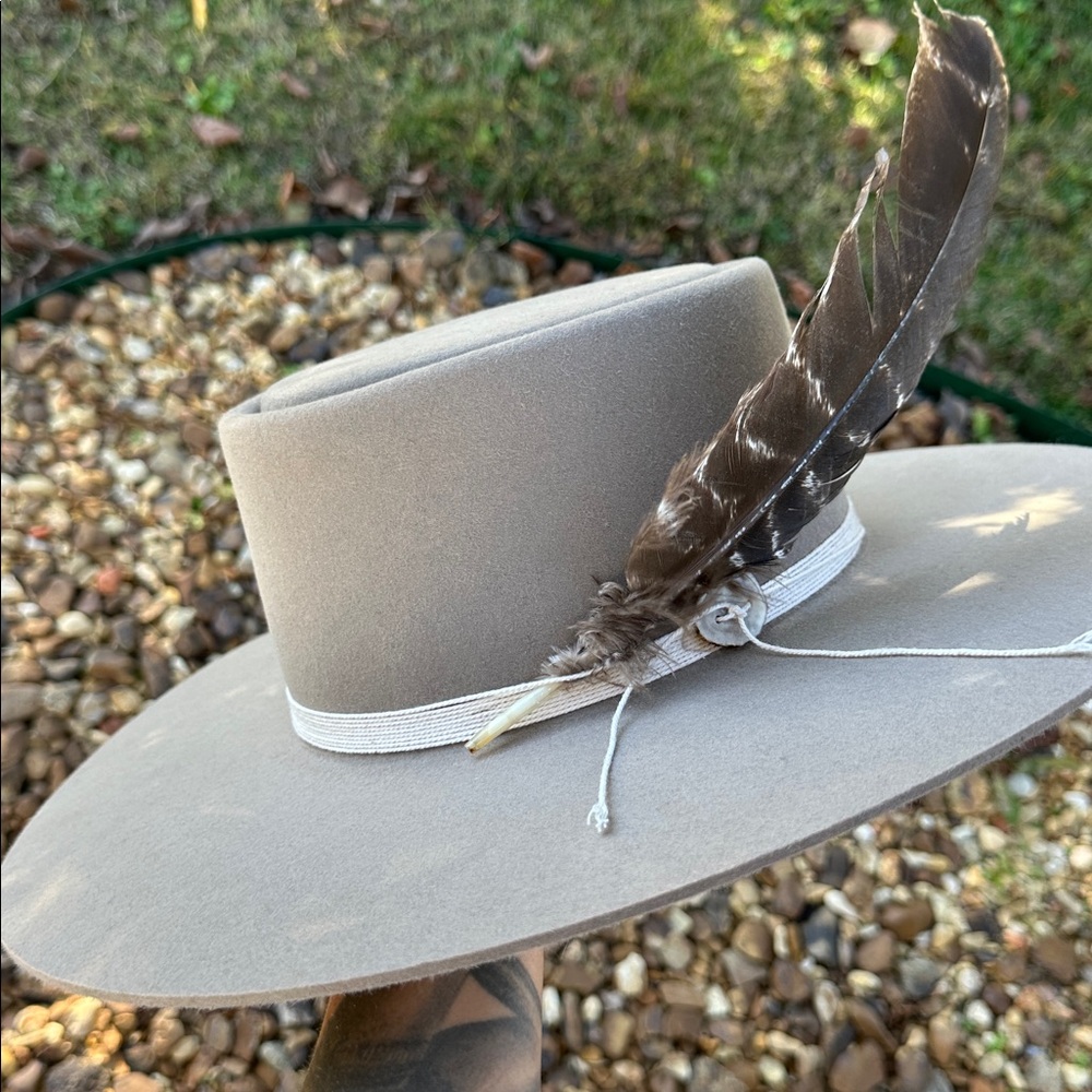 Gray Feathered Stetson Hat